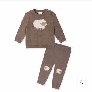 Organic Sheep Jacquard Knit Baby Pullover & Pant Set